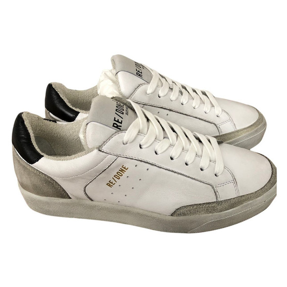 RE/DONE 90s Skate Sneakers Leather Suede Low Top Lace Up Shoes White NWB 37 - Picture 1 of 9